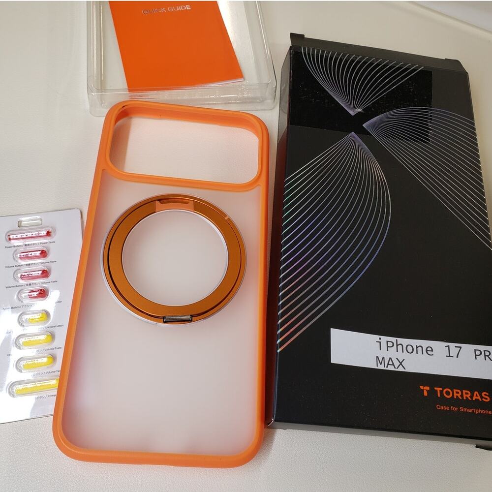 TORRAS Ostand Ring Magnetic Case with Kickstand for iPhone 17 Pro Max (Orange)